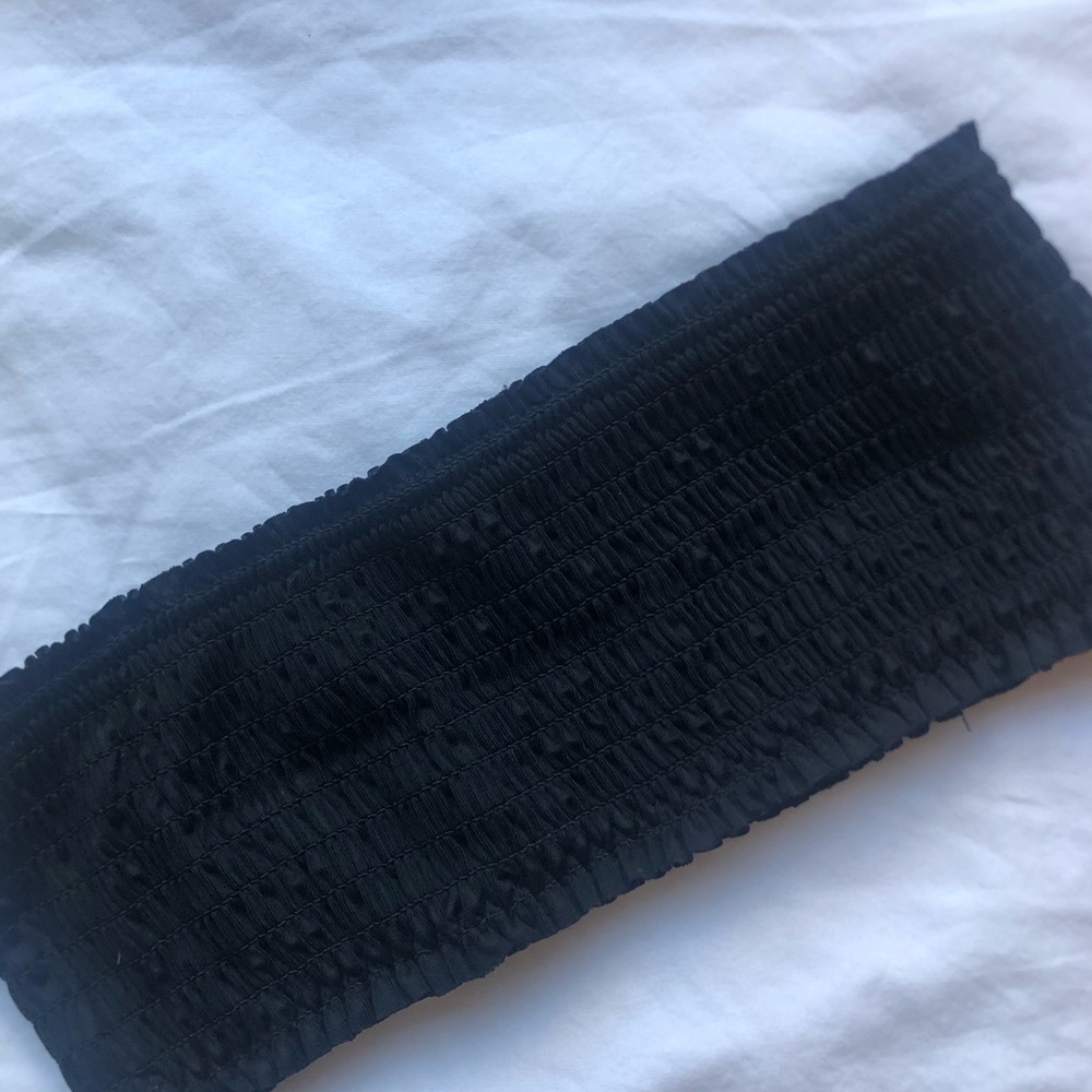 H&M black bandeau ruched swim top